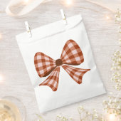 Bruin gingham boog patroon bedankzakje (Geknipt)