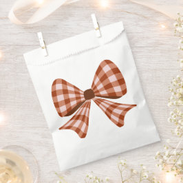 Bruin gingham boog patroon bedankzakje