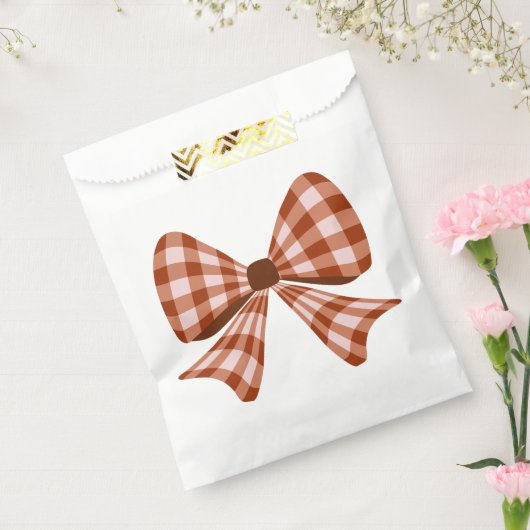 Bruin gingham boog patroon bedankzakje (Gezegeld)