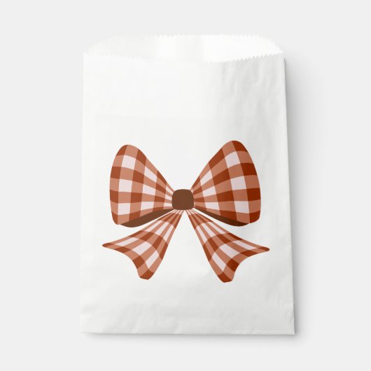 Bruin gingham boog patroon bedankzakje (Voorkant)