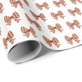 Bruin gingham boog patroon cadeaupapier (Rol Hoek)