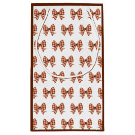 Bruin gingham boog patroon klein cadeauzakje