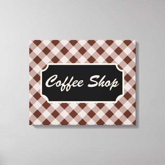 Bruin Gingham Bord voor Koffiezaak  Canvas Afdruk (Voorkant)