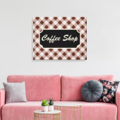 Bruin Gingham Bord voor Koffiezaak  Canvas Afdruk (Insitu (Woonkamer))