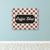 Bruin Gingham Bord voor Koffiezaak  Canvas Afdruk (Insitu (Houten vloer))