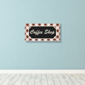 Bruin Gingham Bord voor Koffiezaak Canvas Afdruk (Insitu (Houten vloer))