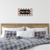 Bruin Gingham Bord voor Koffiezaak Canvas Afdruk (Insitu (Slaapkamer))