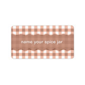 Bruin Gingham Geruite Design Keukenlabel Etiket (Voorkant)