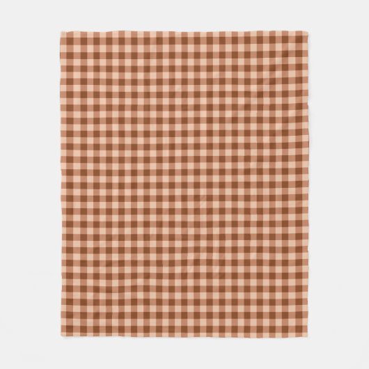 Bruin Gingham Patroon Eenvoudig Rustiek Karo Fleece Deken (Voorkant)
