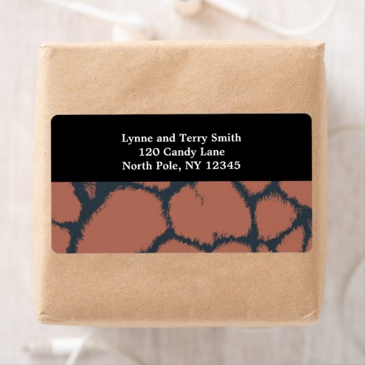 Bruin Giraffe-furpatroon Etiket (Insitu)