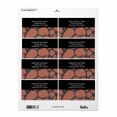 Bruin Giraffe-furpatroon Etiket (Full Sheet)