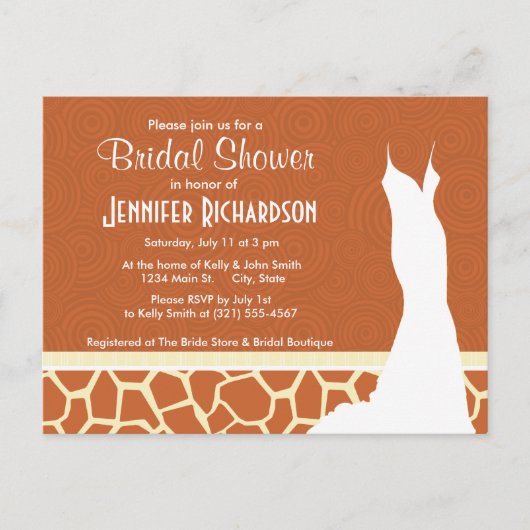 Bruin Giraffe Pattern Uitnodiging Briefkaart (Voorkant)