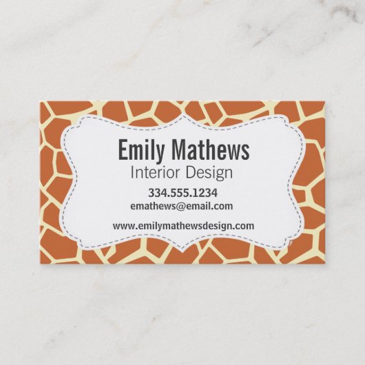 Bruin Giraffe Pattern Visitekaartje (Voorkant)