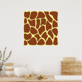 Bruin Giraffe printpatroon. Poster (Keuken)