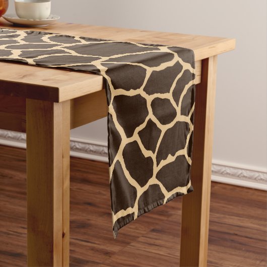 Bruin Giraffe Skin Pattern Korte Tafelloper (Voorbeeld)