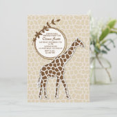 Bruin Giraffe Uitnodiging (Staand voorkant)