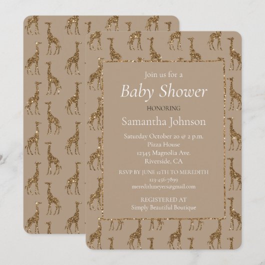 Bruin Giraffe van crème Kaart (Voorkant / Achterkant)