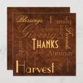 Bruin "Giving Bedankt" Thanksgiving Uitnodiging (Voorkant / Achterkant)