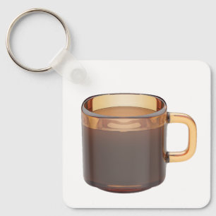 Bruin glazen koffiekopje met gebrouwen koffie sleutelhanger