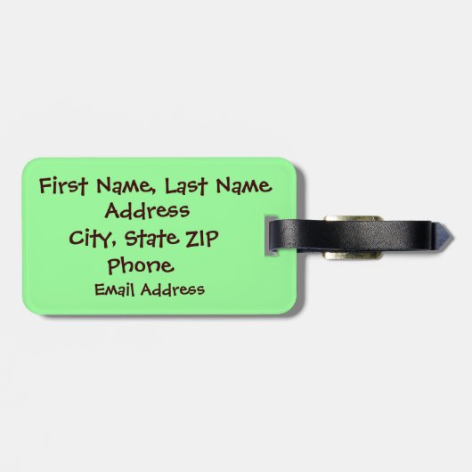 Bruin glimlach met hartsnoer bagagelabel (Achterkant horizontaal)