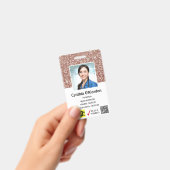 Bruin Glitter Caregiver QR Barcode Foto ID Badge (Handheld)