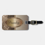 Bruin glitter en metalen borstel Bronze afdrukken Bagagelabel (Voorkant horizontaal)