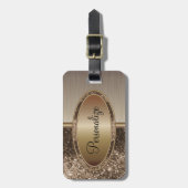 Bruin glitter en metalen borstel Bronze afdrukken Bagagelabel (Voorkant verticaal)