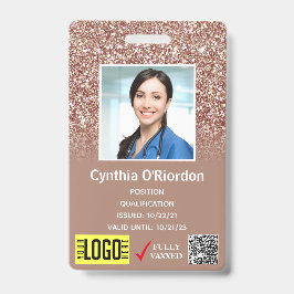 Bruin Glitter Medical Foto ID QR Barcode Badge