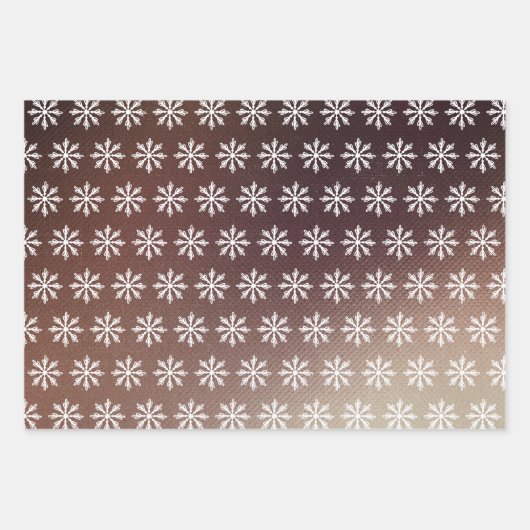Bruin glitter Modern Festive Tree & Snowflake Inpakpapier Vel (Voorkant 3)
