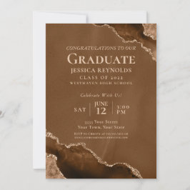 Bruin Gold Agate Fotogradustrie Uitnodiging