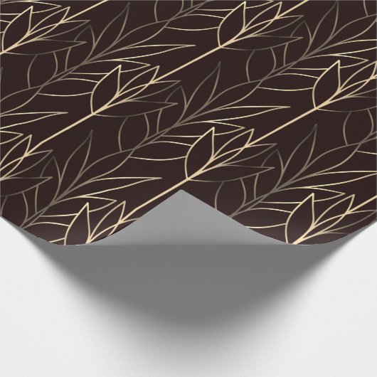 Bruin Gold Elegant Classy Art Deco Pattern Luxe Cadeaupapier (Hoek)