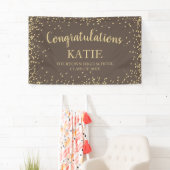 Bruin Gold Glitter-Afstuderen gefeliciteerd Spandoek (Insitu)
