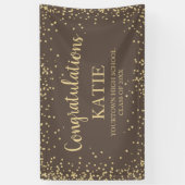 Bruin Gold Glitter-Afstuderen gefeliciteerd Spandoek (Verticaal)