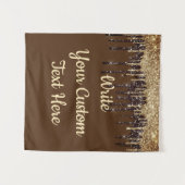 Bruin Gold Glitter Birthday Foto achtergrond Wandkleed (Voorkant (horizontaal))