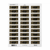 Bruin Gold Glitter & Black Leopard Sweet 16 Party Etiket (Full Sheet)