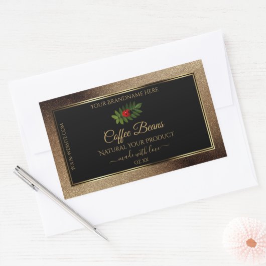 Bruin Gold Glitter Black Product Labels Ladybug (Envelop)