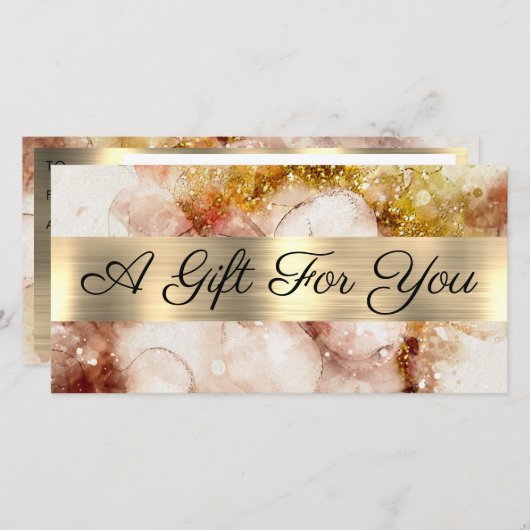 Bruin Gold Glitter-Waterverf Cadeaubon (Voorkant / Achterkant)
