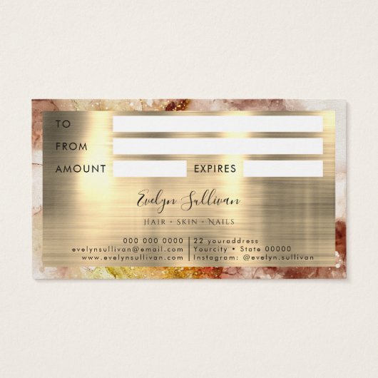 Bruin Gold Glitter-Waterverf Cadeaukaart Visitekaartje (Achterkant)
