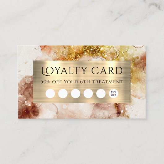 Bruin Gold Glitter-Waterverf Loyalty-kaart Visitekaartje (Voorkant)