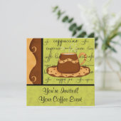 Bruin Gold Green Checkerboard Coffee Cup Kunstnaam Kaart (Staand voorkant)