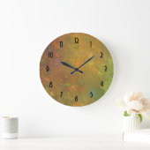 Bruin Gold Green Earthy Abstract Design Grote Klok (Huis)
