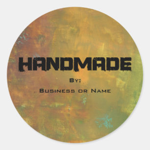 Bruin Gold Green Earthy Abstract Design Handgemaak Ronde Sticker