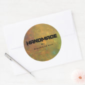 Bruin Gold Green Earthy Abstract Design Handgemaak Ronde Sticker (Envelop)