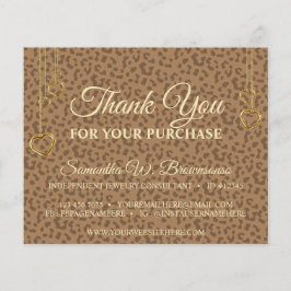 Bruin Gold Leopard Textured Heart Hartelijk dank