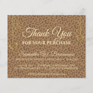 Bruin Gold Leopard Textured Heart Hartelijk dank