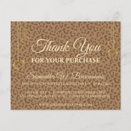 Bruin Gold Leopard Textured Heart Hartelijk dank (Voorkant)