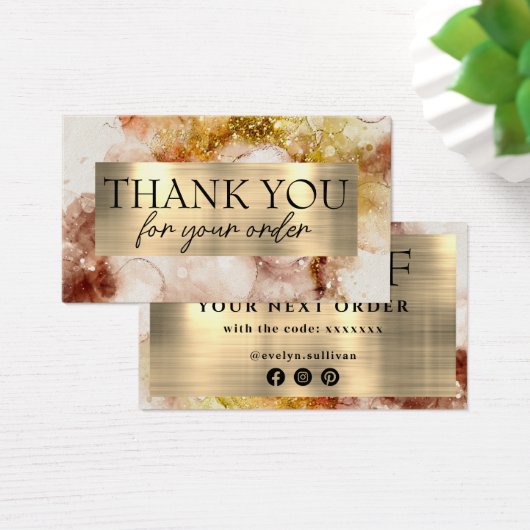 Bruin Gold-waterverf - bedankt voor de kortingskaa Visitekaartje (Bureau)