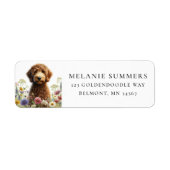 Bruin Goldendoodle Wildflower Retouradres Label (Voorkant)