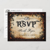 Bruin gothic Halloween Skeleton Matching MENU RSVP (Voorkant / Achterkant)