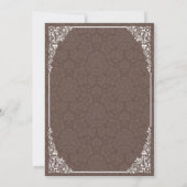 Bruin Gotische Victoriaans Damask Wedding Invites Kaart (Achterkant)